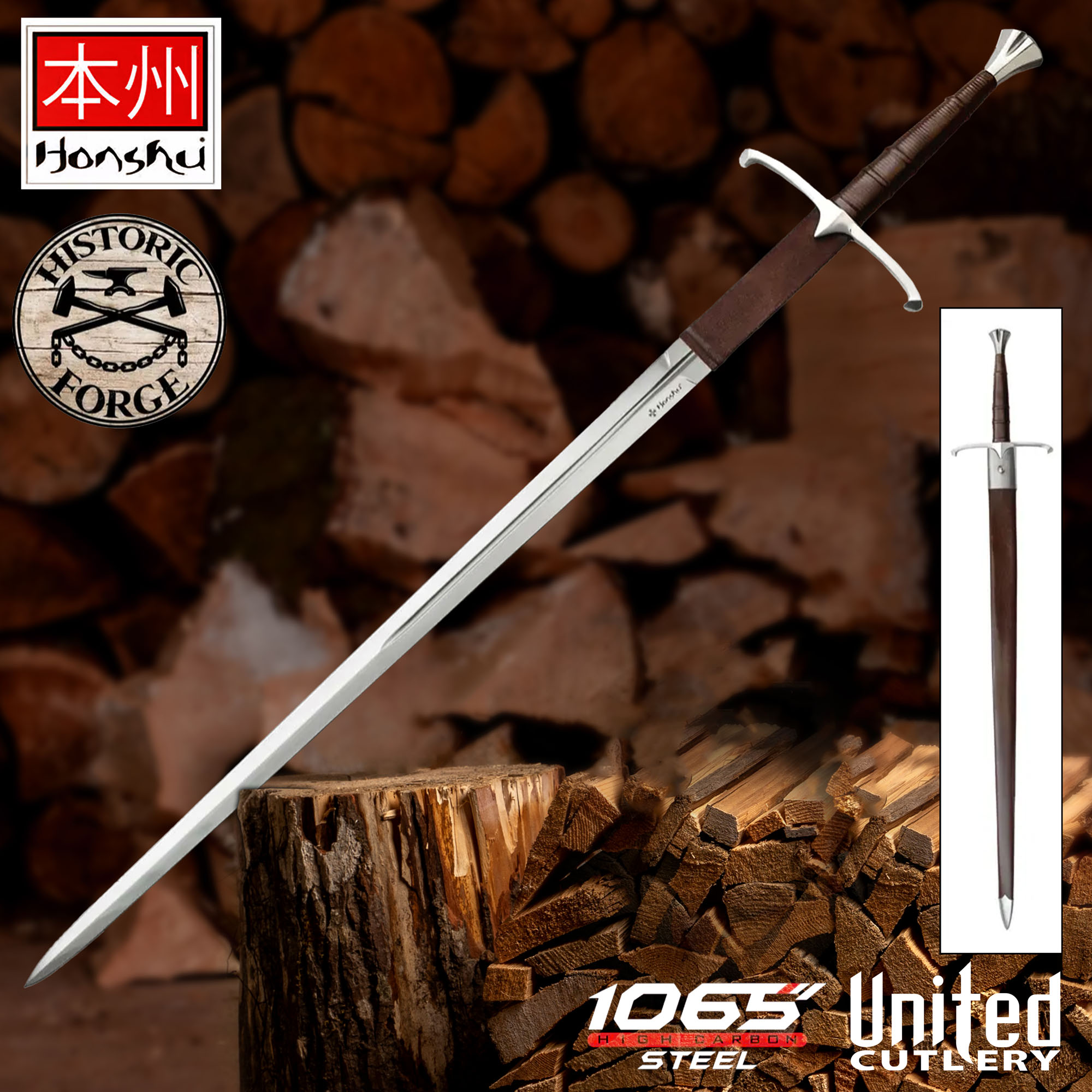 Honshu Historical Claymore Sword with Sheath